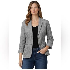 Talbots Women's Lightweight Grey Linen Blazer Size: 6P